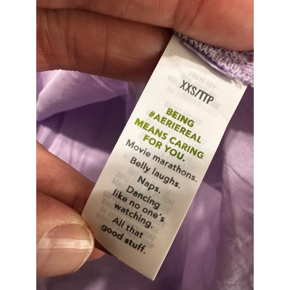 Aerie Good Day Button Down Shirt Lavender Purple Striped Oversized XXS Cotton - Picture 7 of 8